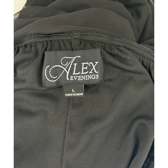 Alex Evenings Wide Leg Chiffon Cropped Mesh Pant Womens Large New Flowy Formal - Picture 8 of 10